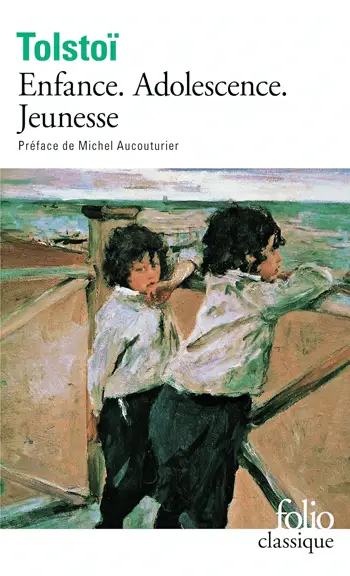 Couverture du livre de léon tolstoi enfance adolescence jeuenesse préface d'une illustration de deux enfant dans un balcon